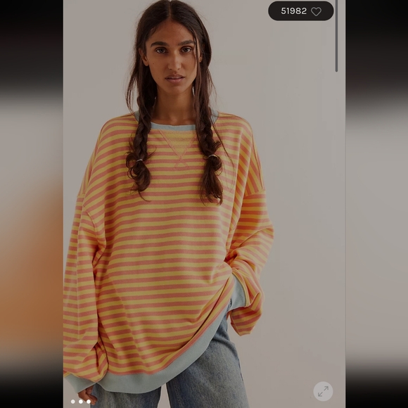 Free People Classic Striped Oversized Crewneck - Picture 1 of 5